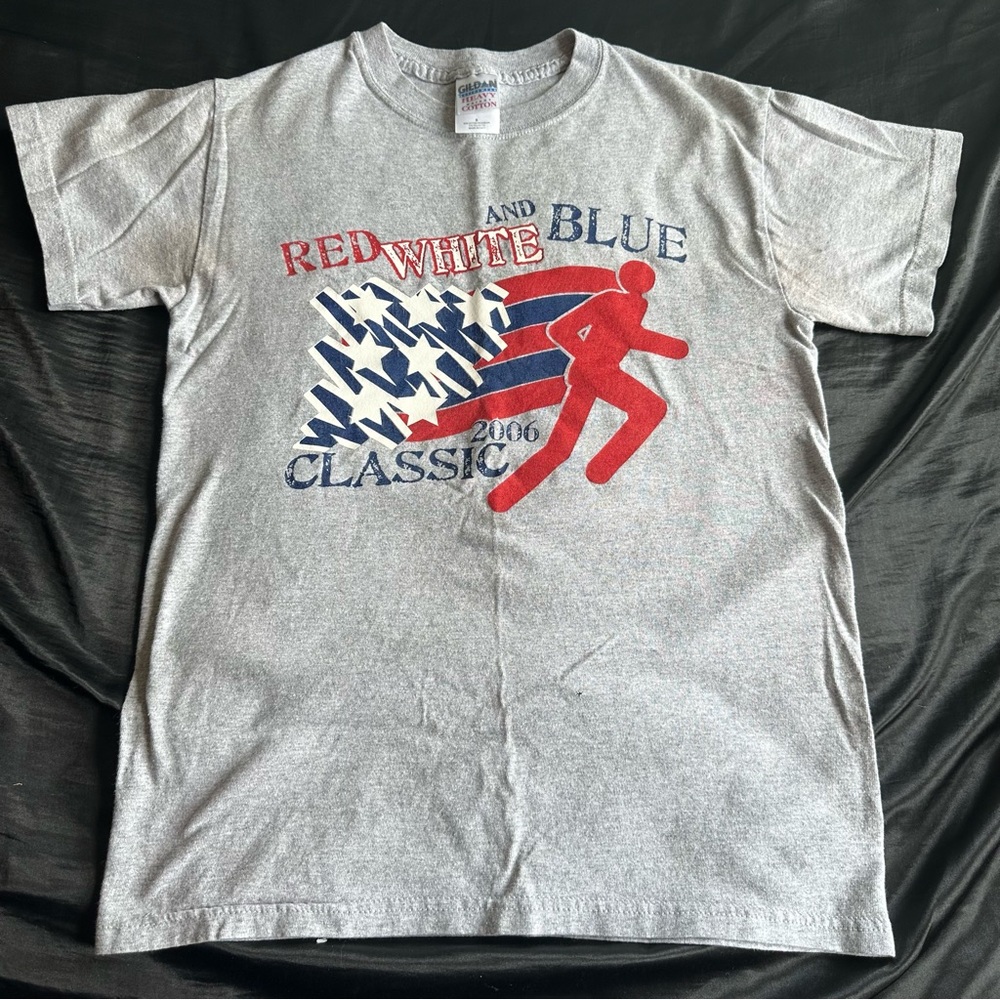 2006 red white and blue tee